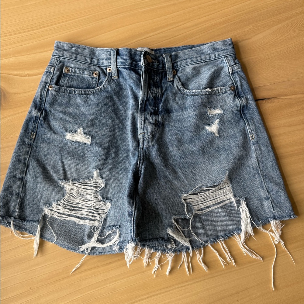 Pistola Light Blue Ripped Jean Shorts